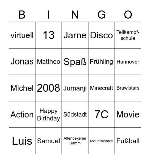 Luis Geburtstags-Bingo Card