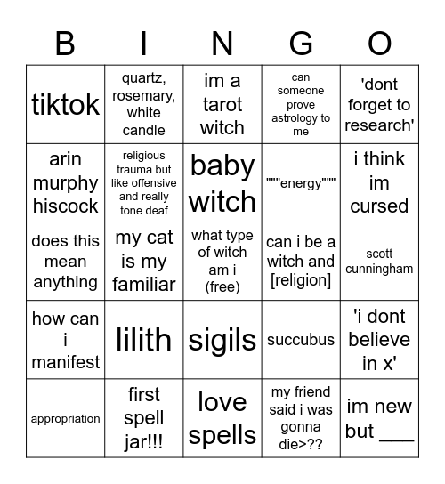 r/witchcraft Bingo Card