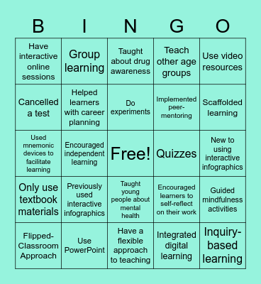 Pedagogical Strategies - VIDA M1.U2 Bingo Card