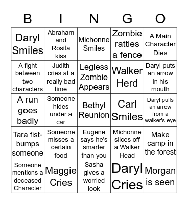 The Walking Dead Bingo Card