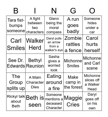The Walking Dead Bingo Card