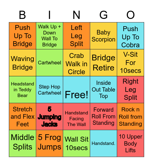 Red Acro Bingo Card