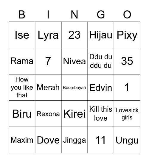 kirei ✧ Bingo Card