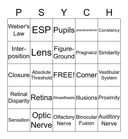 PSYCH-O Bingo Card