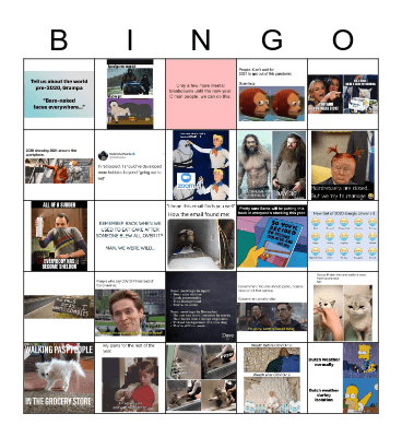 Pandemic life Bingo Card