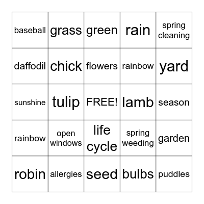 SPRING  BINGO Card