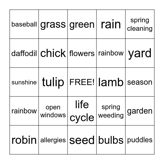 SPRING  BINGO Card