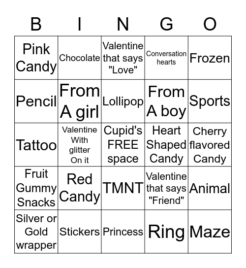 Valentine's Exchange BINGO Card