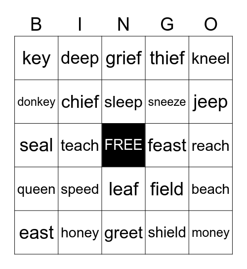 Long E Sound BINGO Card