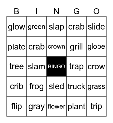 Initial Consonant Blends BINGO Card