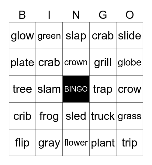 Initial Consonant Blends BINGO Card