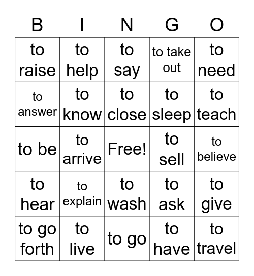 Spanish Bingo Card