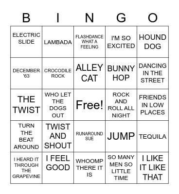 PARTY MUSIC Bingo Card