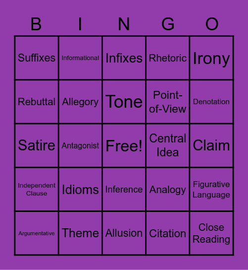 EOC Bingo Review! Bingo Card