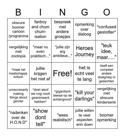 Feedback Shenanigans Bingo Card