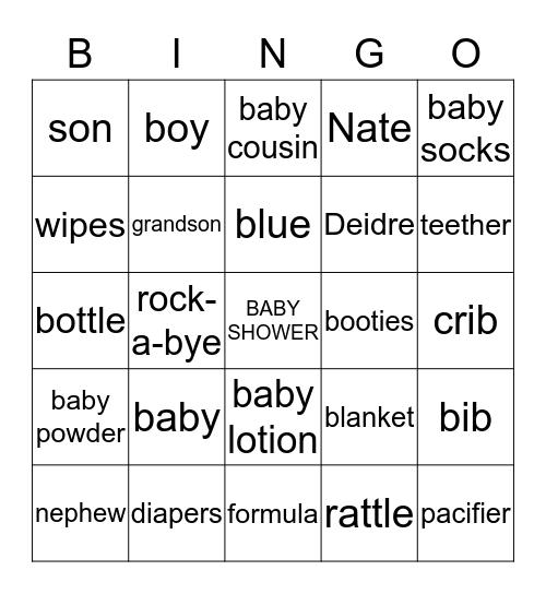 CONGRATS TO DEIDRE AND NATE Bingo Card