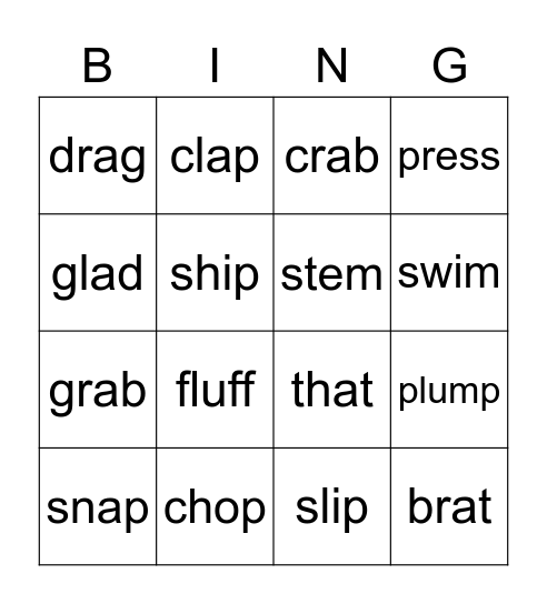 Blends! Bingo Card