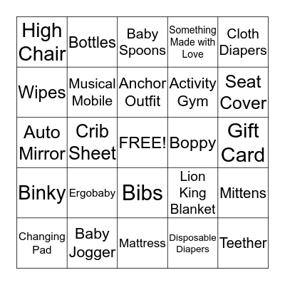 BABY SHOWER BINGO Card