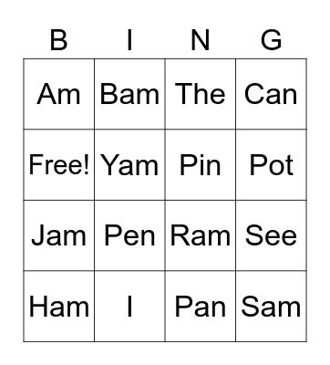 Group B Bingo Card