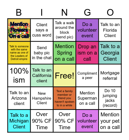 Spring Bingo Card