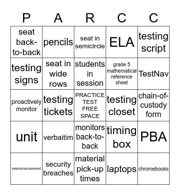 February 9th Staff Meeting Bingo Card