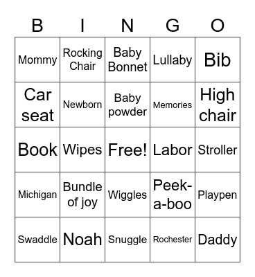 Baby Brengle Bingo! Bingo Card