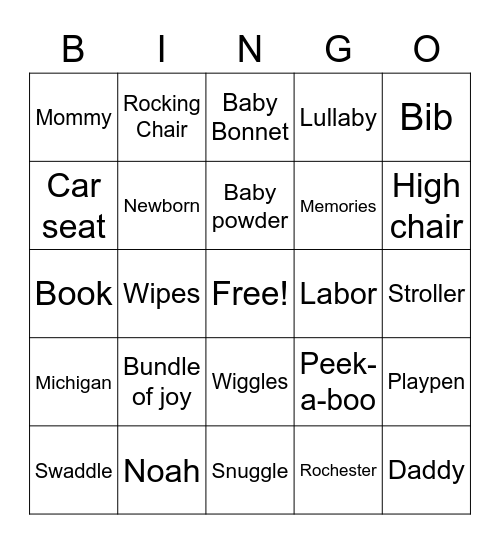 Baby Brengle Bingo! Bingo Card