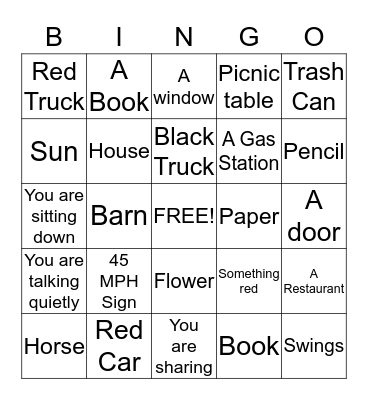 Bus Bingo Card