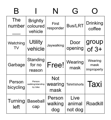 Car bingo Card
