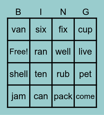 Letterland Bingo Card