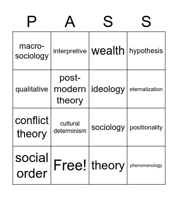 PASS Bingo Card