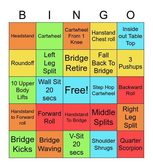 Blue Acro Bingo Card