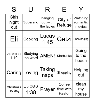 SUREY BINGO Card