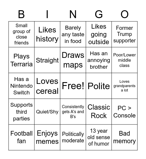 Michael Bingo Card