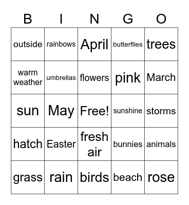 Spring Bingo Card