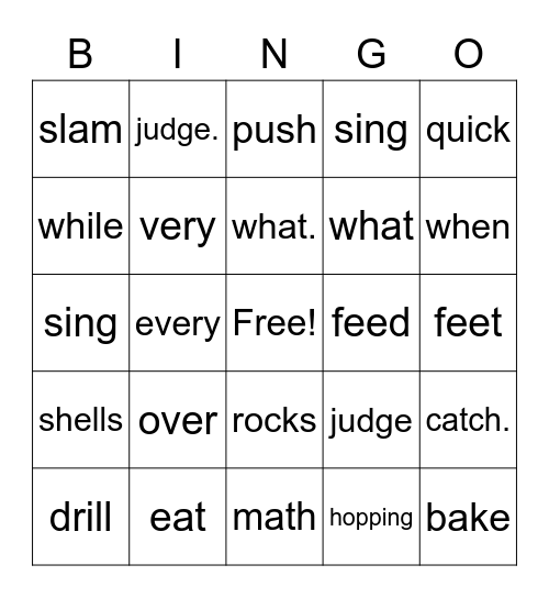 Lesson 31 Sight Words Bingo Card