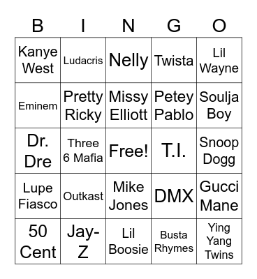 2000s Hits with a twist Bingo Card