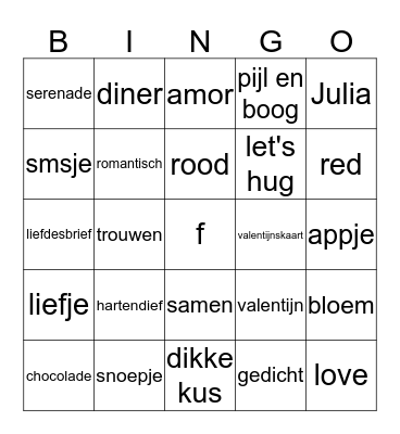 VALENTIJN Bingo Card