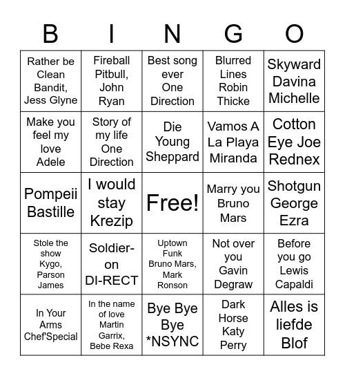 Familie Bingo Bjarne Bingo Card