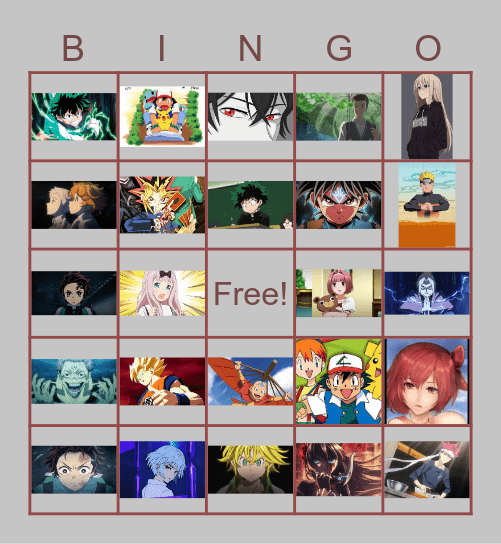 Anime Bingo Card