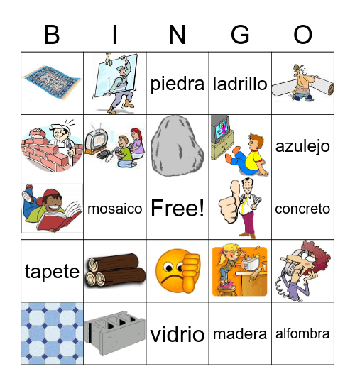 G4 U3 Home materials and verbs Bingo Card