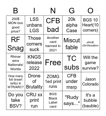 Fab Bingo Card