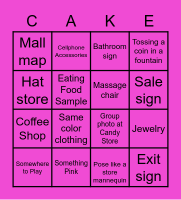 Kim’s Birthday Hunt 2021 Bingo Card