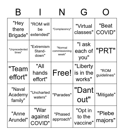 Supe's Call Bingo Card