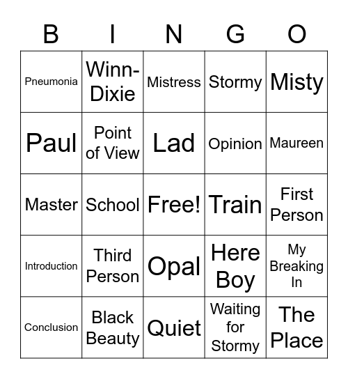 Unit 4 Benchmark Bingo Card