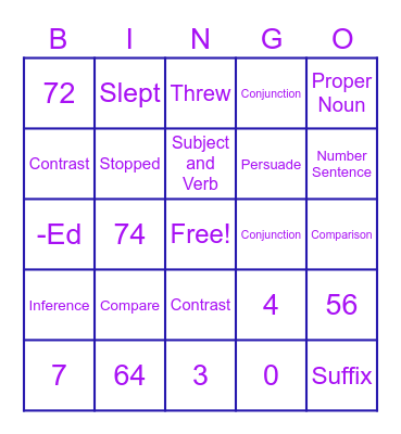 3rd Grade MCA PREP BINGO Card