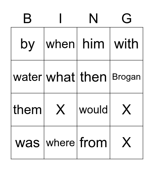 Sight Words Review Bingo Card