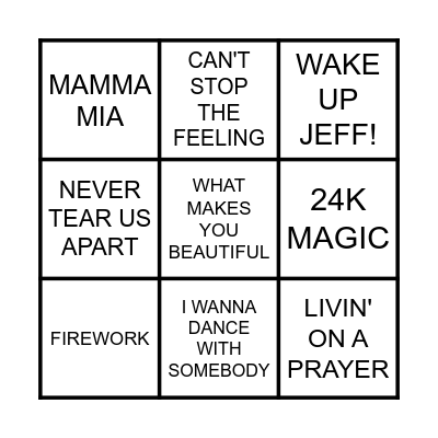MUSICAL BINGO Card