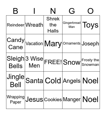 CHRISTMAS Bingo Card
