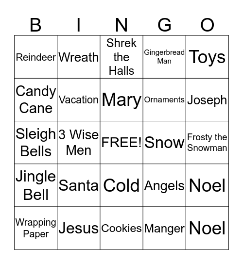 CHRISTMAS Bingo Card